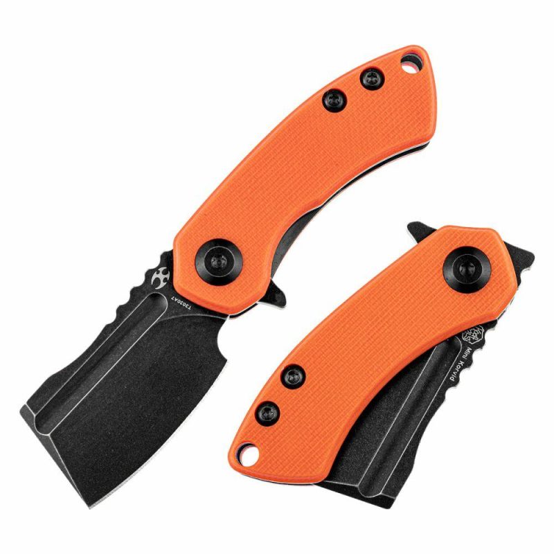 Mini Korvid Flipper Knife Orange G10 Handle (1.45” 154CM Blade) Koch Tools Design -T3030A7 Orange | Folding Pocket Knives