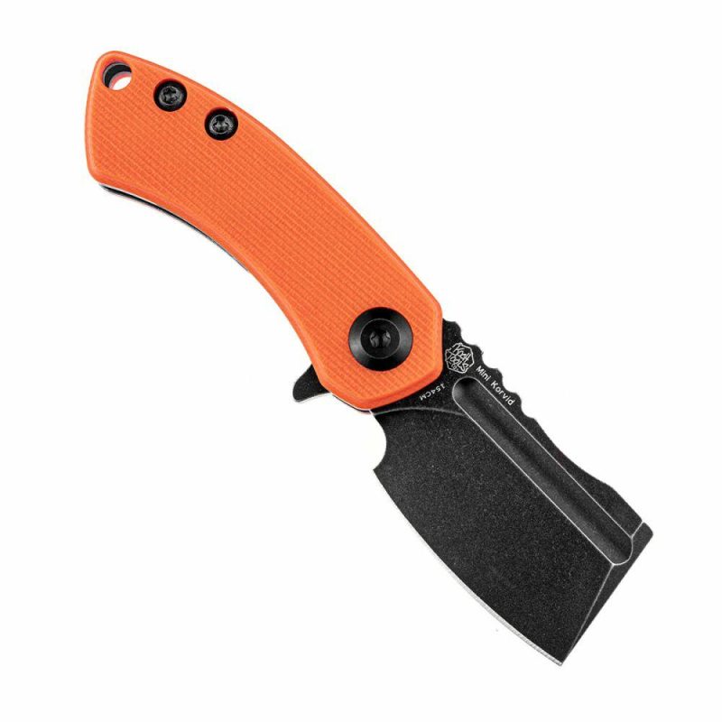 Mini Korvid Flipper Knife Orange G10 Handle (1.45” 154CM Blade) Koch Tools Design -T3030A7 Orange | Folding Pocket Knives