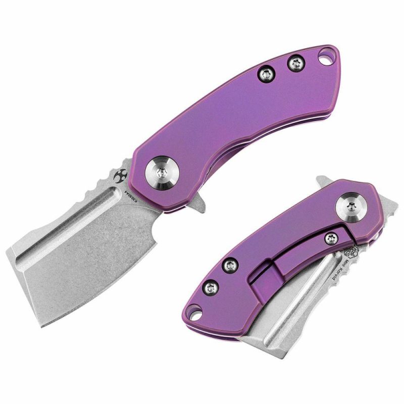 Mini Korvid Flipper knife Purple Titanium Handle (1.45’‘CPM-S35VN Blade ) Koch Tools Design-K3030A4 Purple | Folding Pocket Knives