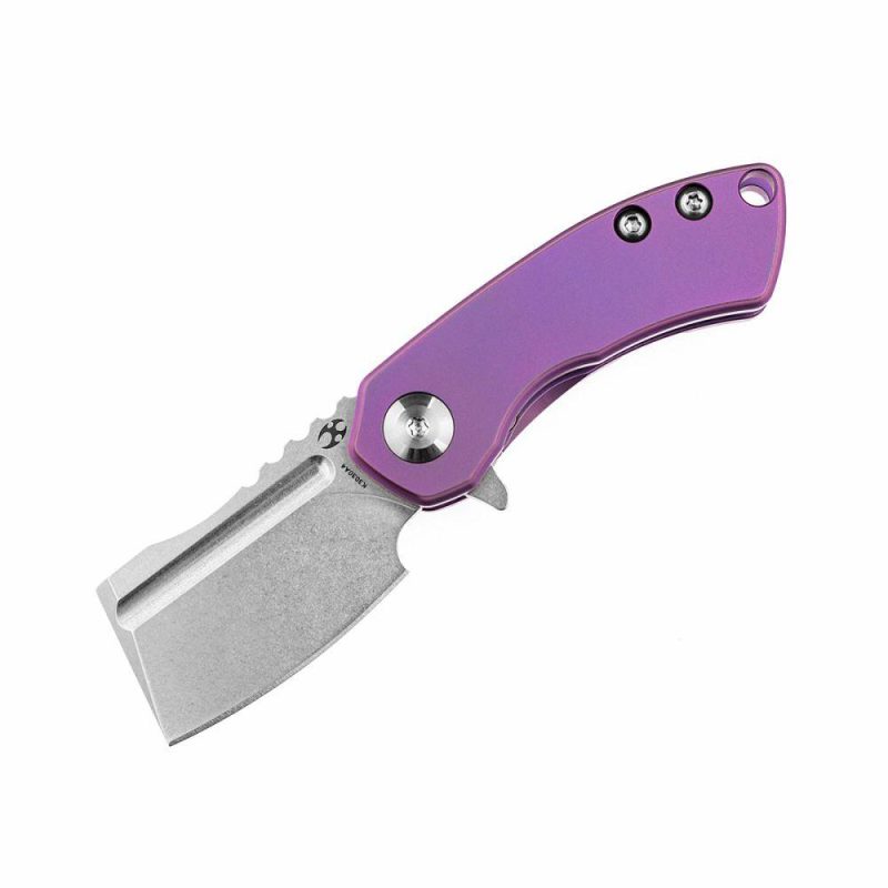 Mini Korvid Flipper knife Purple Titanium Handle (1.45’‘CPM-S35VN Blade ) Koch Tools Design-K3030A4 Purple | Folding Pocket Knives