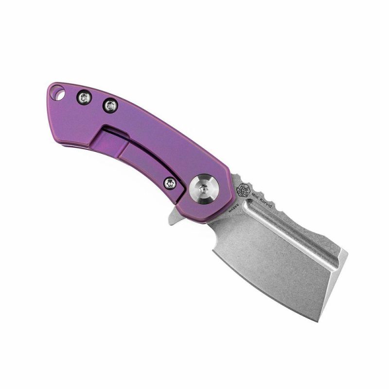 Mini Korvid Flipper knife Purple Titanium Handle (1.45’‘CPM-S35VN Blade ) Koch Tools Design-K3030A4 Purple | Folding Pocket Knives