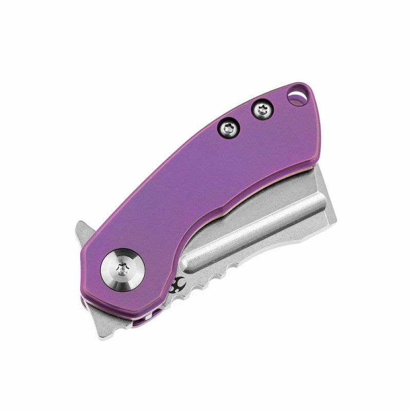 Mini Korvid Flipper knife Purple Titanium Handle (1.45’‘CPM-S35VN Blade ) Koch Tools Design-K3030A4 Purple | Folding Pocket Knives