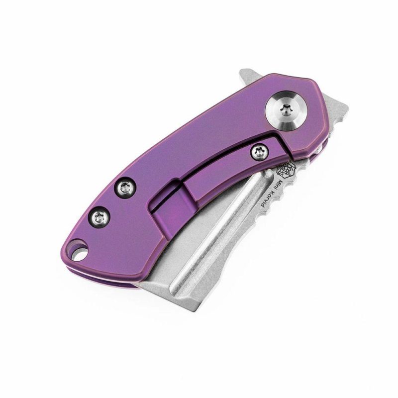 Mini Korvid Flipper knife Purple Titanium Handle (1.45’‘CPM-S35VN Blade ) Koch Tools Design-K3030A4 Purple | Folding Pocket Knives