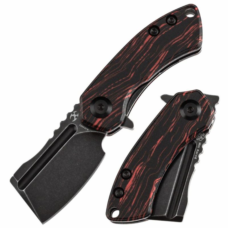 Mini Korvid Flipper Knife Red and Black G-mascus(1.45” CPM S35VN Blade) Koch Tools Design-K3030S1 Red And Black | Folding Pocket Knives