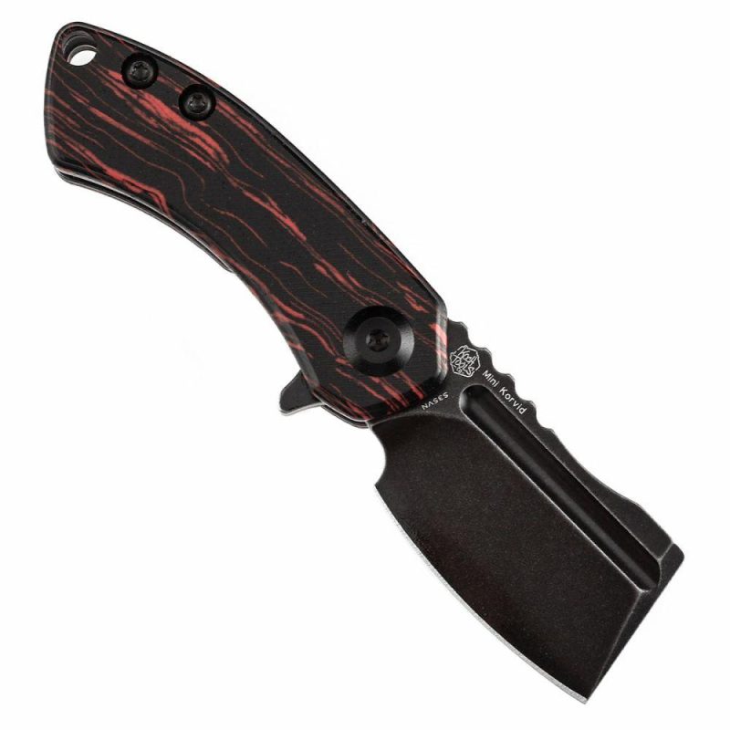 Mini Korvid Flipper Knife Red and Black G-mascus(1.45” CPM S35VN Blade) Koch Tools Design-K3030S1 Red And Black | Folding Pocket Knives