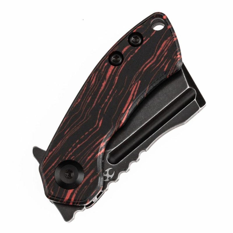 Mini Korvid Flipper Knife Red and Black G-mascus(1.45” CPM S35VN Blade) Koch Tools Design-K3030S1 Red And Black | Folding Pocket Knives