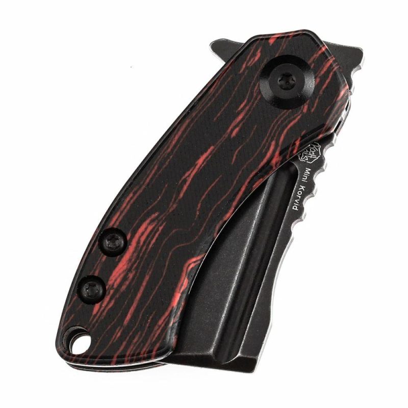 Mini Korvid Flipper Knife Red and Black G-mascus(1.45” CPM S35VN Blade) Koch Tools Design-K3030S1 Red And Black | Folding Pocket Knives