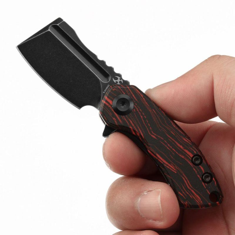 Mini Korvid Flipper Knife Red and Black G-mascus(1.45” CPM S35VN Blade) Koch Tools Design-K3030S1 Red And Black | Folding Pocket Knives