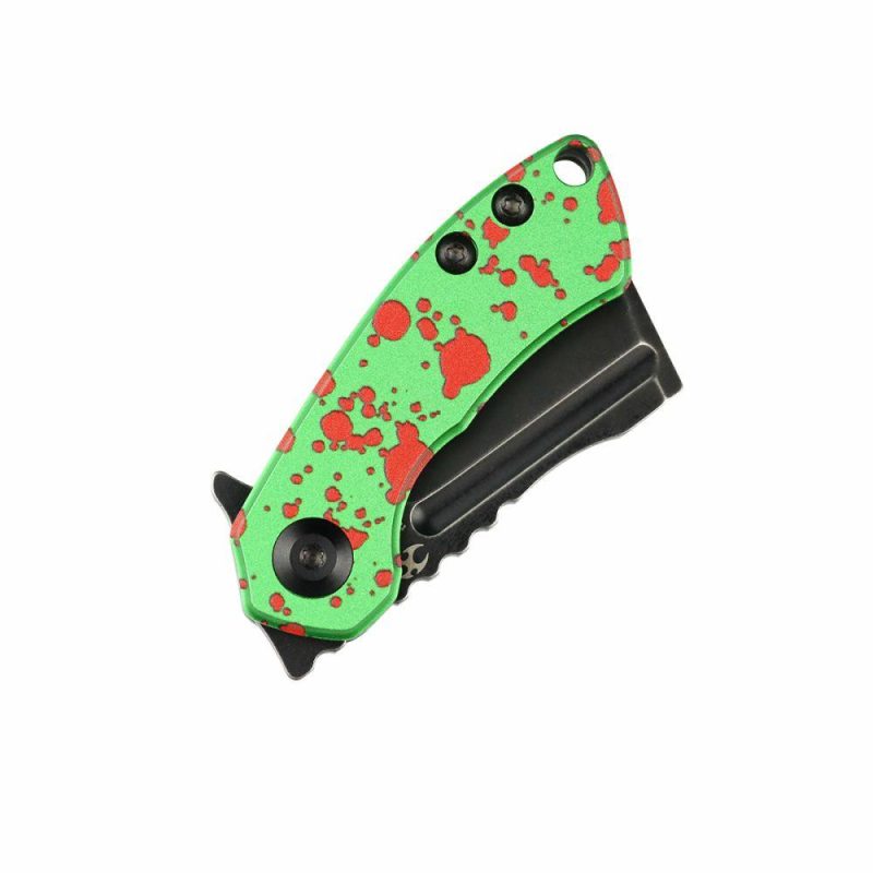 Mini Korvid Flipper Knife Zombie Green Anodized Aluminum Handle (1.45” 154CM Blade) Koch Tools Design-T3030P1 Zombie Green | Folding Pocket Knives