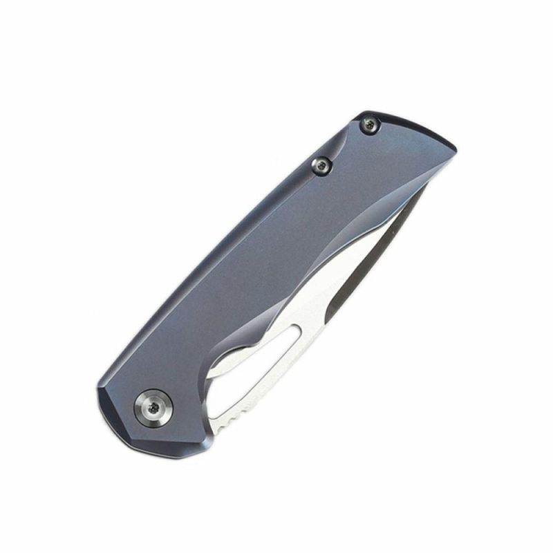 Mini Kryo Thumb Hole Knife 6AL4V Titanium Handle(2.90”CPM-S35VN Blade) Kim Ning Design-K2001B2 Gray | Folding Pocket Knives