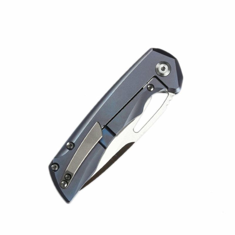 Mini Kryo Thumb Hole Knife 6AL4V Titanium Handle(2.90”CPM-S35VN Blade) Kim Ning Design-K2001B2 Gray | Folding Pocket Knives