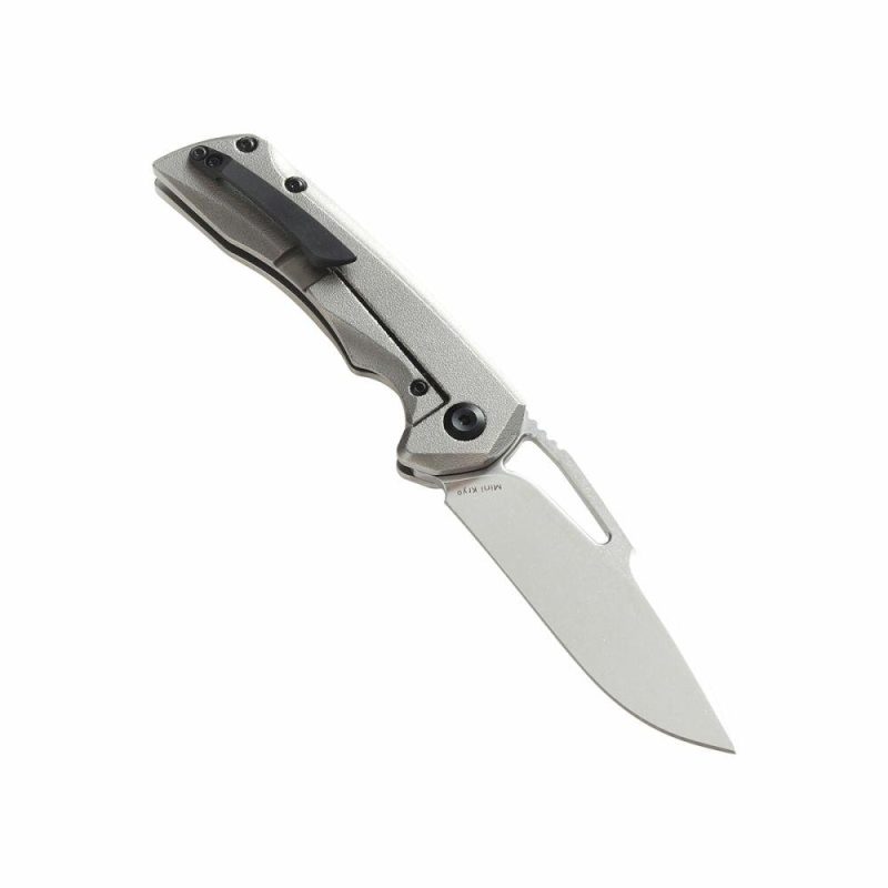 Mini Kryo Thumb Hole Knife Light GreyTitanium Handle (2.90" CPM-S35VN Blade)Kim Ning Design -K2001B4 Gray | Folding Pocket Knives