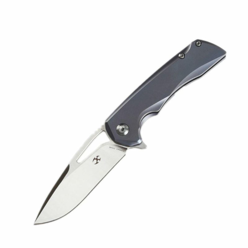 Mini Kryo Thumb Hole/Flipper Knife 6AL4V Titanium Handle(2.90”CPM-S35VN Blade) Kim Ning Design-K2001A2 Deep Gray | Folding Pocket Knives