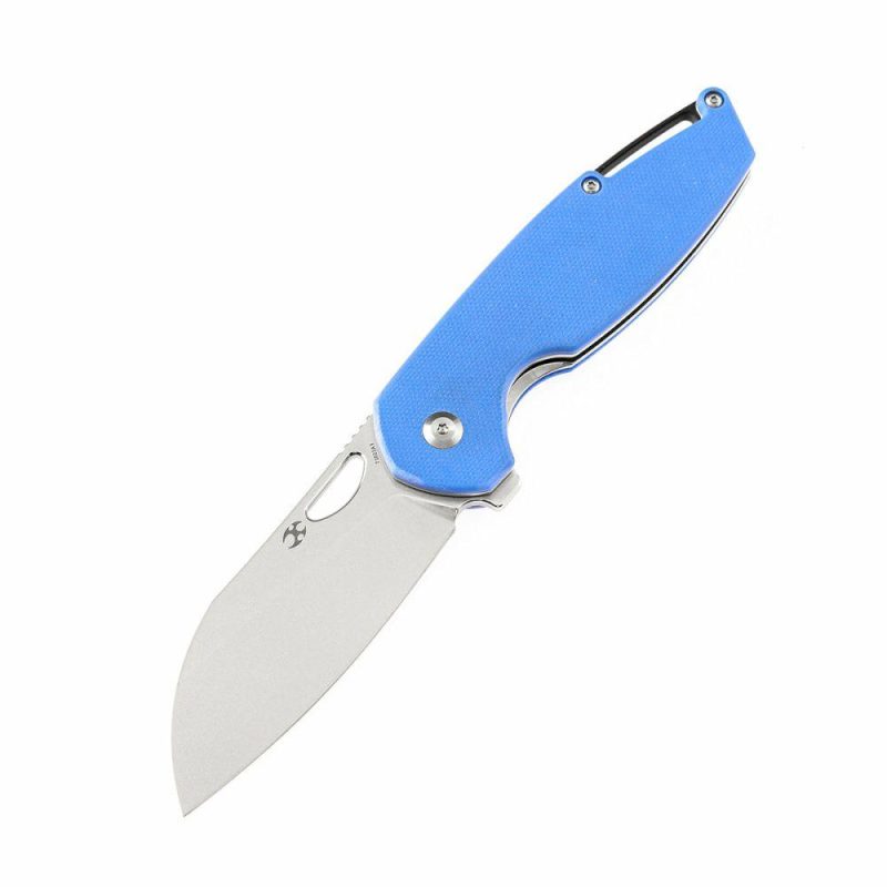 Model 6 Flipper/Thumb Hole Knife Blue G10 Handle (3.1” 154CM Blade) -T1022A3 Blue | Folding Pocket Knives