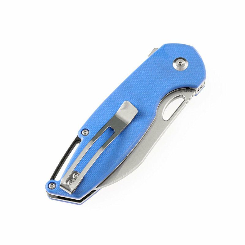 Model 6 Flipper/Thumb Hole Knife Blue G10 Handle (3.1” 154CM Blade) -T1022A3 Blue | Folding Pocket Knives