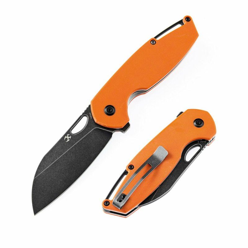 Model 6 Flipper/Thumb Hole Knife Orange G10 Handle (3.1” 154CM Blade) -T1022A4 Orange/Black | Folding Pocket Knives