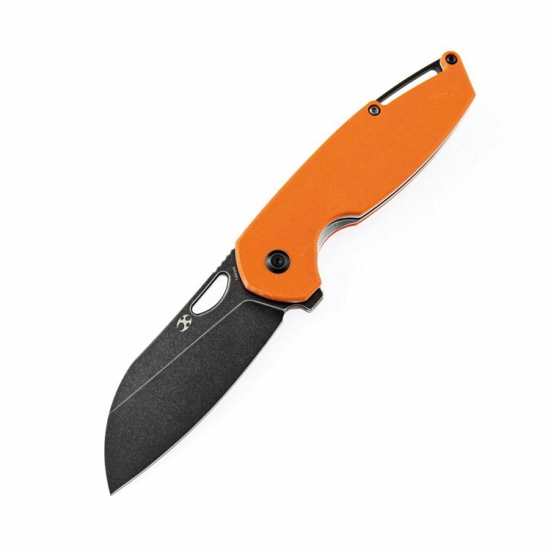 Model 6 Flipper/Thumb Hole Knife Orange G10 Handle (3.1” 154CM Blade) -T1022A4 Orange/Black | Folding Pocket Knives