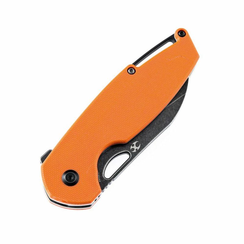 Model 6 Flipper/Thumb Hole Knife Orange G10 Handle (3.1” 154CM Blade) -T1022A4 Orange/Black | Folding Pocket Knives