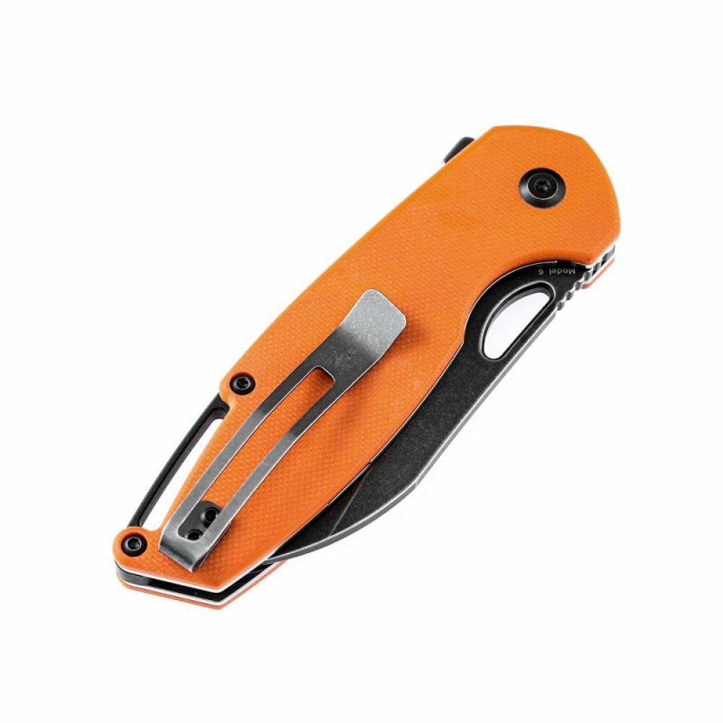 Model 6 Flipper/Thumb Hole Knife Orange G10 Handle (3.1” 154CM Blade) -T1022A4 Orange/Black | Folding Pocket Knives