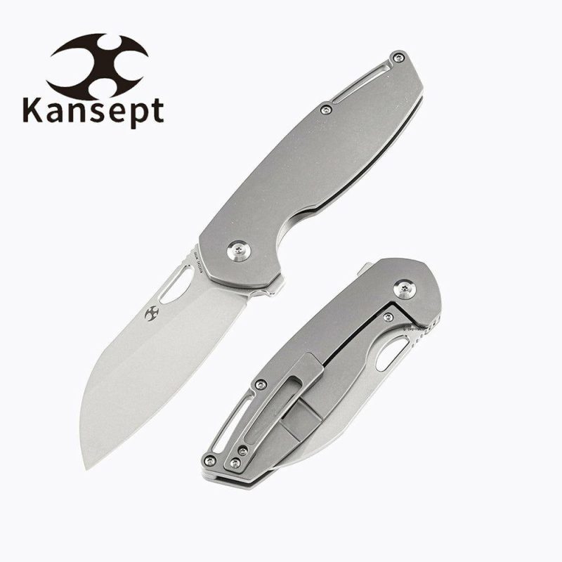 Model 6 K1022A1 M390 Wharncliffe Blade Titanium Handle Nick Swan Design Gray | Folding Pocket Knives