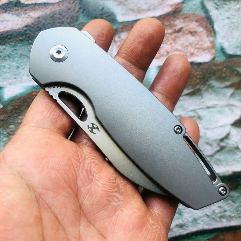 Model 6 K1022A1 M390 Wharncliffe Blade Titanium Handle Nick Swan Design Gray | Folding Pocket Knives