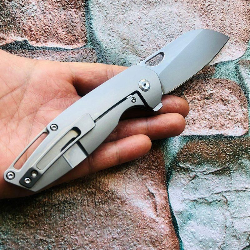 Model 6 K1022A1 M390 Wharncliffe Blade Titanium Handle Nick Swan Design Gray | Folding Pocket Knives