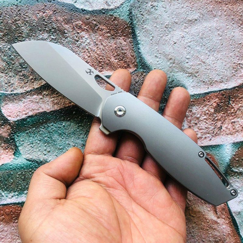 Model 6 K1022A1 M390 Wharncliffe Blade Titanium Handle Nick Swan Design Gray | Folding Pocket Knives