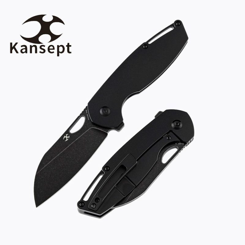 Model 6 K1022A3 Black TiCn Coated M390 Wharncliffe Blade Black Anodized Titanium Handle Nick Swan Design Black | Folding Pocket Knives