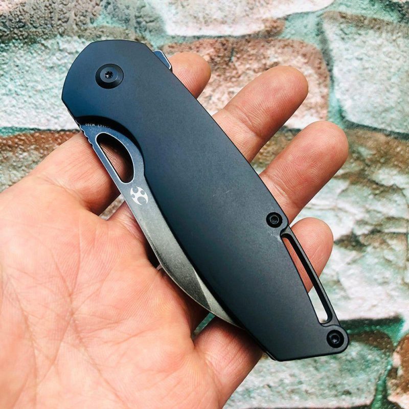 Model 6 K1022A3 Black TiCn Coated M390 Wharncliffe Blade Black Anodized Titanium Handle Nick Swan Design Black | Folding Pocket Knives