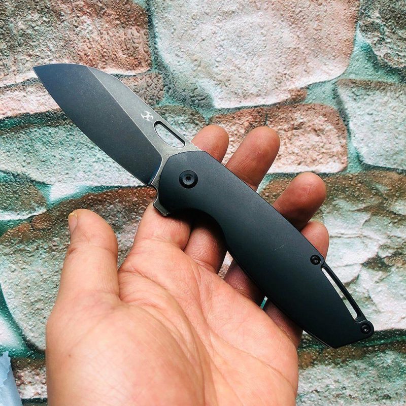 Model 6 K1022A3 Black TiCn Coated M390 Wharncliffe Blade Black Anodized Titanium Handle Nick Swan Design Black | Folding Pocket Knives