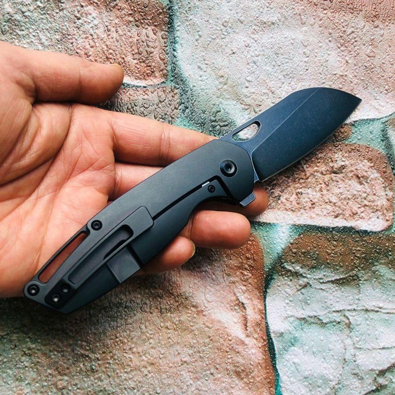 Model 6 K1022A3 Black TiCn Coated M390 Wharncliffe Blade Black Anodized Titanium Handle Nick Swan Design Black | Folding Pocket Knives