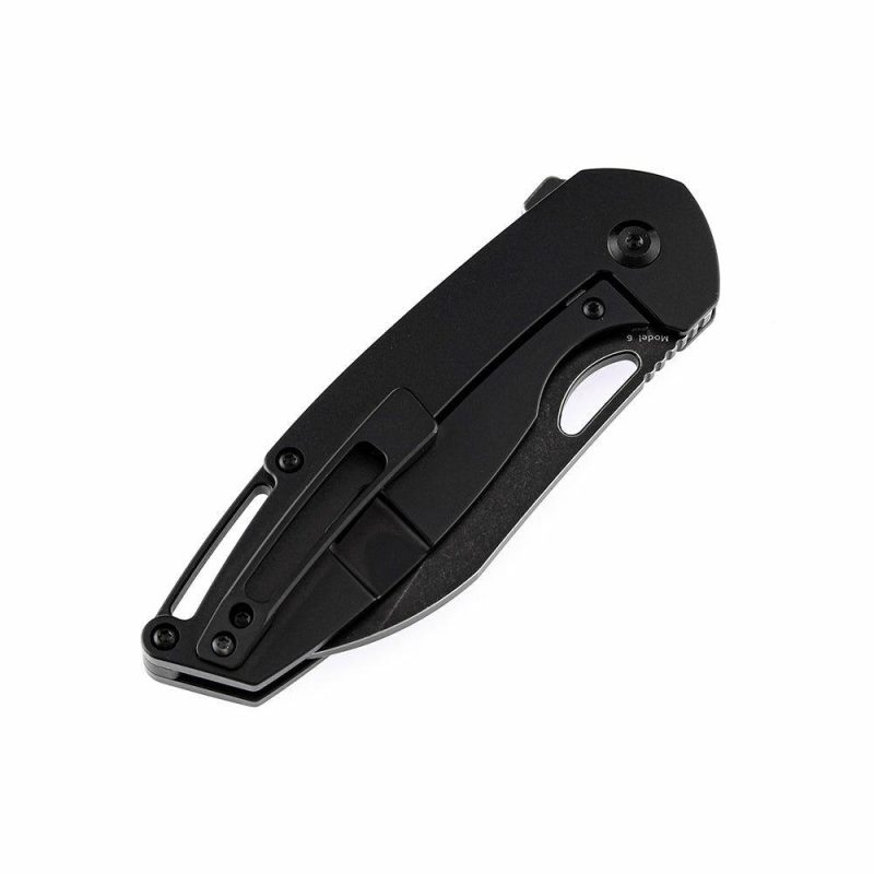 Model 6 K1022A3 Black TiCn Coated M390 Wharncliffe Blade Black Anodized Titanium Handle Nick Swan Design Black | Folding Pocket Knives