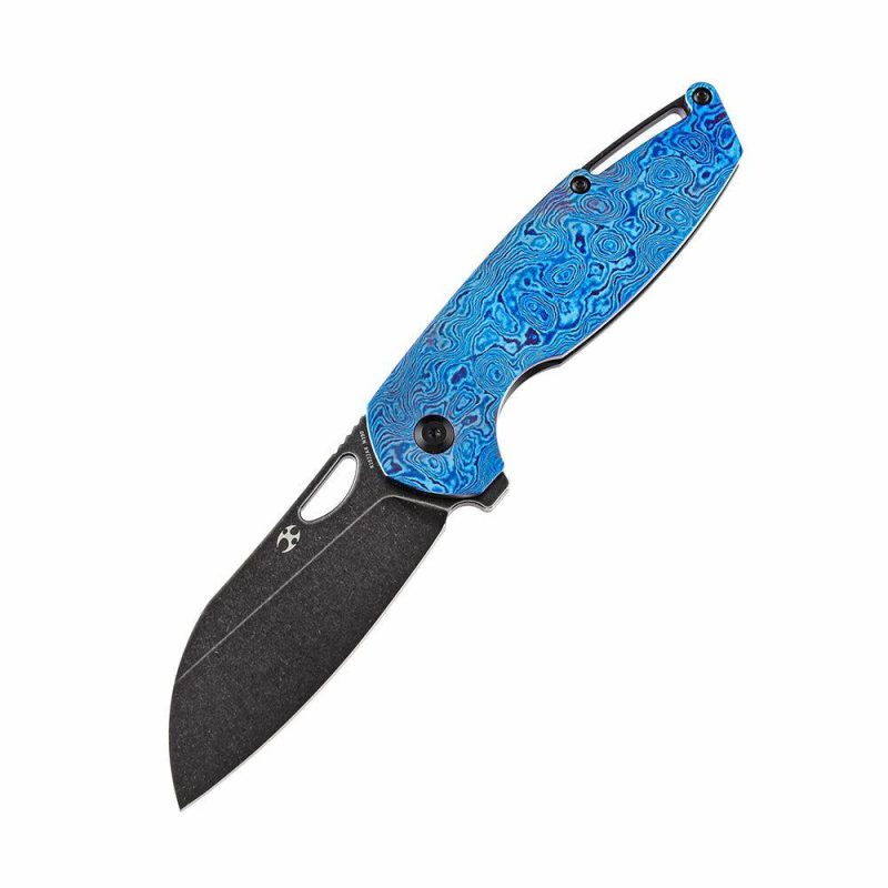 Model 6 K1022A4 Black TiCn Coated M390 Wharncliffe Blade Black Anodized Titanium Timascus Handle Nick Swan Design Black/Timascus | Folding Pocket Knives