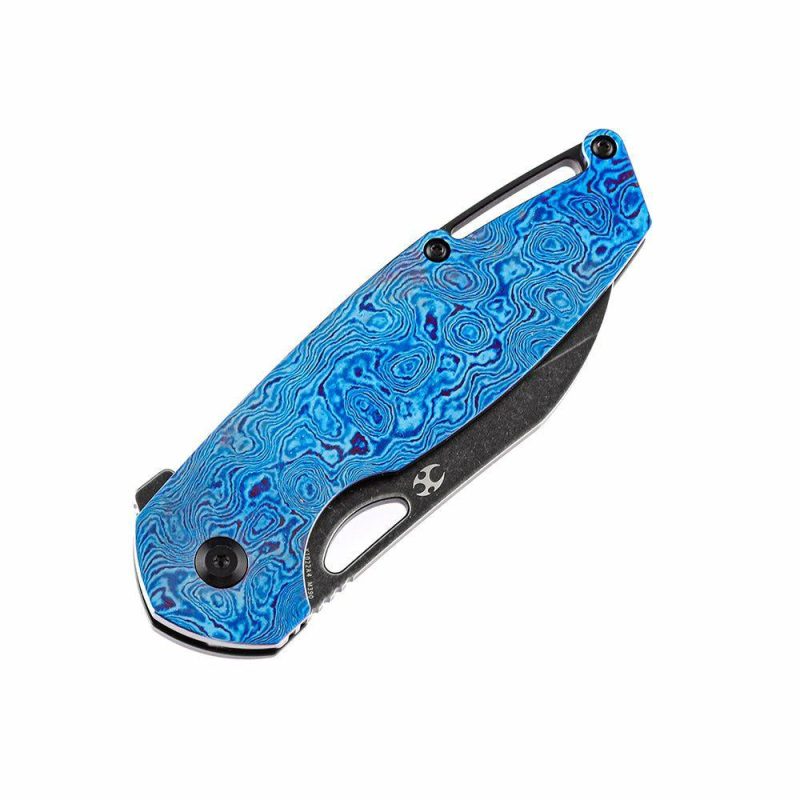 Model 6 K1022A4 Black TiCn Coated M390 Wharncliffe Blade Black Anodized Titanium Timascus Handle Nick Swan Design Black/Timascus | Folding Pocket Knives