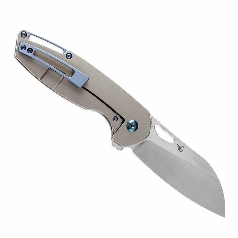 Model 6 K1022B5 Satin CPM-S35VN Blade Stonewashed Bronze Anodized Titanium Handle Designed by Nick Swan | Folding Pocket Knives