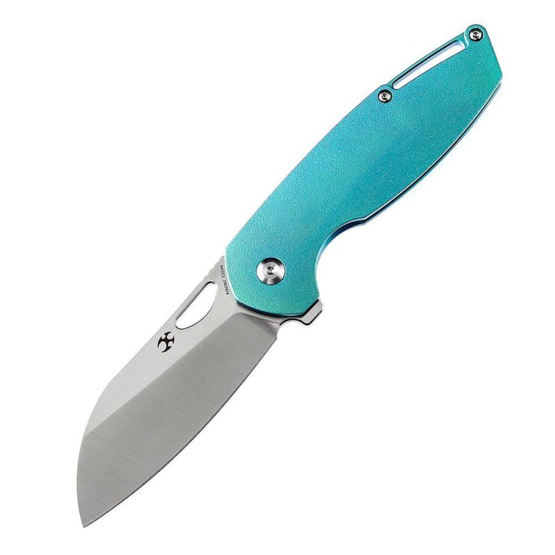 Model 6 K1022B7 Satin CPM-S35VN Blade Green Anodized Orange Peel Titanium Handle Designed by Nick Swan | Folding Pocket Knives