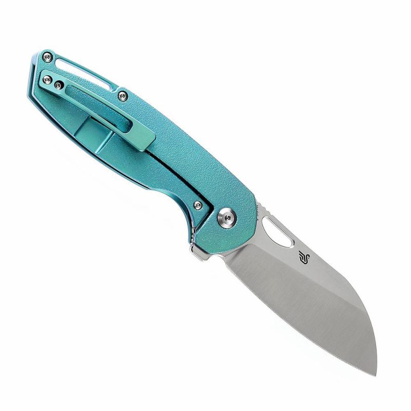 Model 6 K1022B7 Satin CPM-S35VN Blade Green Anodized Orange Peel Titanium Handle Designed by Nick Swan | Folding Pocket Knives