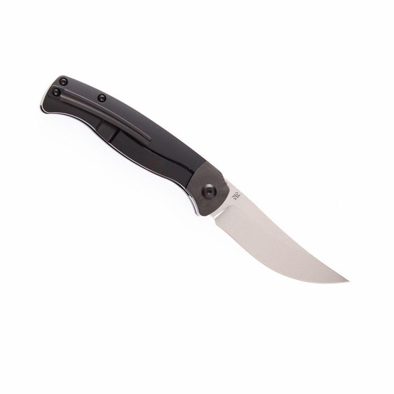 Mujir Front Flipper Knife Titanium with Carbon Fiber Inlay Handle (3.3”CPM-S35VN Blade) Dirk Pinkerton Design-K1014A3 | Folding Pocket Knives