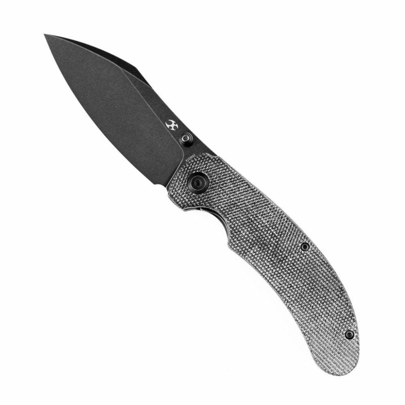 Nesstreet K1039A2 Black Stonewashed CPM-S35Vn Blade Black Micarta Handle with Karambit Maker design | Folding Pocket Knives