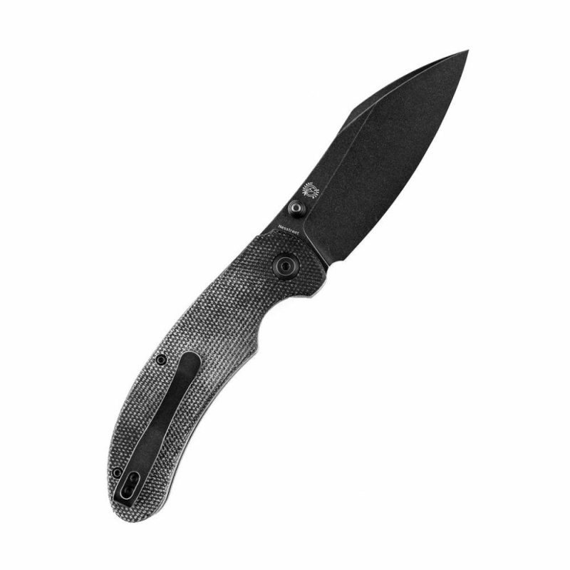 Nesstreet K1039A2 Black Stonewashed CPM-S35Vn Blade Black Micarta Handle with Karambit Maker design | Folding Pocket Knives