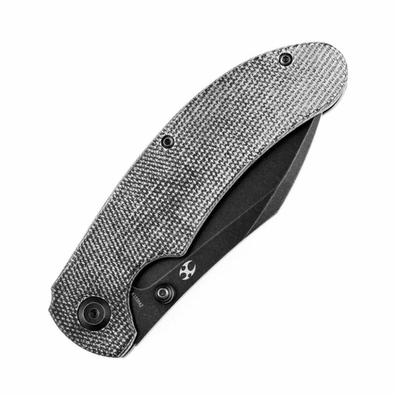 Nesstreet K1039A2 Black Stonewashed CPM-S35Vn Blade Black Micarta Handle with Karambit Maker design | Folding Pocket Knives