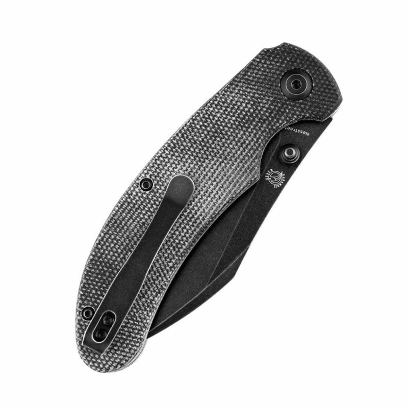 Nesstreet K1039A2 Black Stonewashed CPM-S35Vn Blade Black Micarta Handle with Karambit Maker design | Folding Pocket Knives