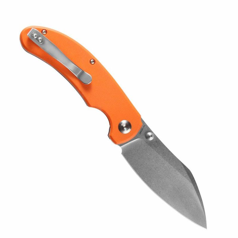 Nesstreet K1039A5 Stonewashed CPM-S35VN Blade Orange G10 Handle with Karambit Maker design | Folding Pocket Knives