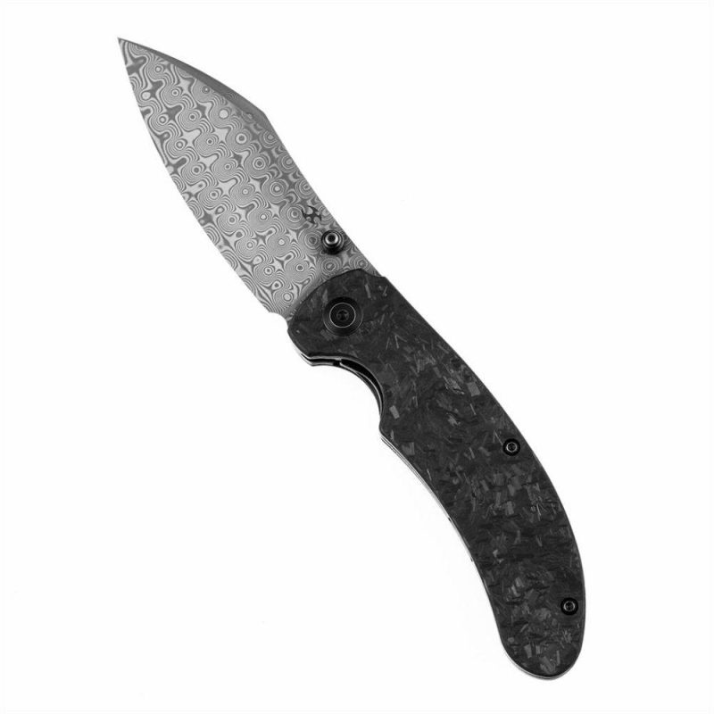 Nesstreet K1039D1 Damascus Blade Shred Carbon Fiber Handle with Karambit Maker design | Folding Pocket Knives