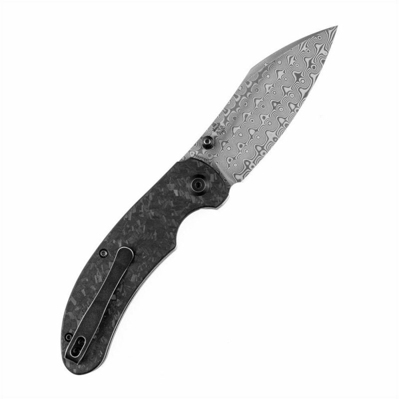 Nesstreet K1039D1 Damascus Blade Shred Carbon Fiber Handle with Karambit Maker design | Folding Pocket Knives