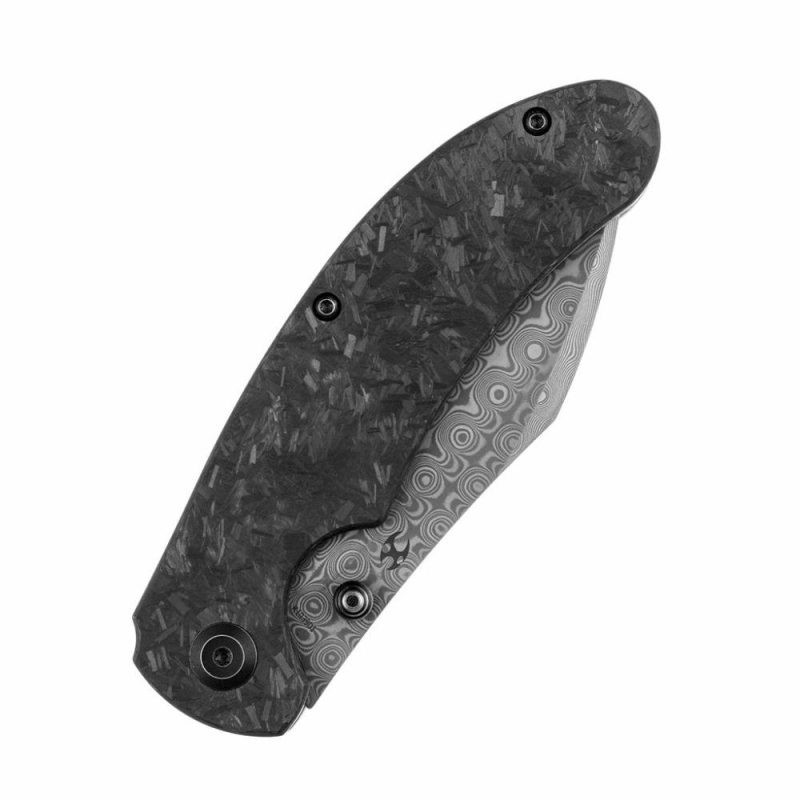 Nesstreet K1039D1 Damascus Blade Shred Carbon Fiber Handle with Karambit Maker design | Folding Pocket Knives