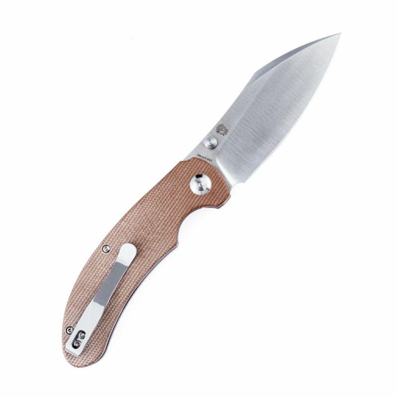 Nesstreet Thumb Hole Knife Brown Micarta Handle (3.58” CPM-S35VN Blade) Karambit Maker Design-K1039A1 | Folding Pocket Knives