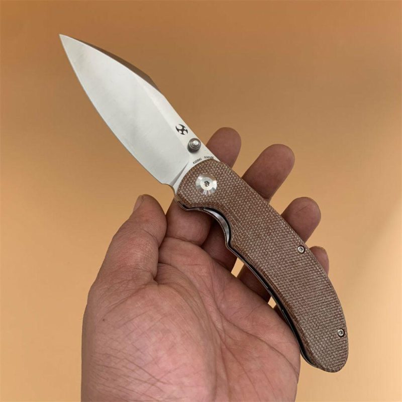 Nesstreet Thumb Hole Knife Brown Micarta Handle (3.58” CPM-S35VN Blade) Karambit Maker Design-K1039A1 | Folding Pocket Knives