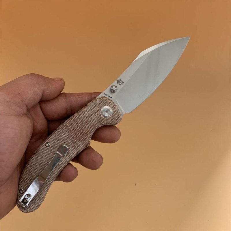 Nesstreet Thumb Hole Knife Brown Micarta Handle (3.58” CPM-S35VN Blade) Karambit Maker Design-K1039A1 | Folding Pocket Knives