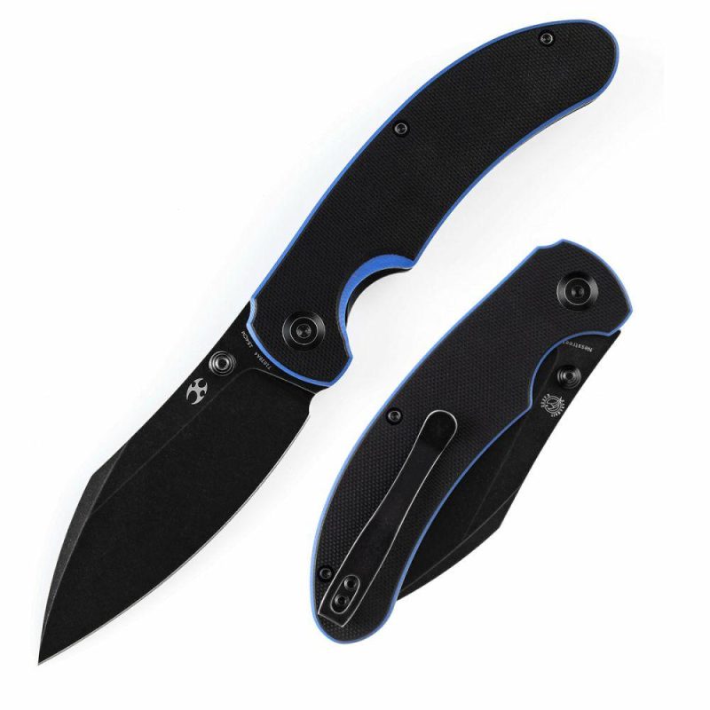 Nesstreet Thumb Stub Knife Black & Blue G10 Handle (3.58”154CM Blade) Karambit Maker-T1039A4 | Folding Pocket Knives